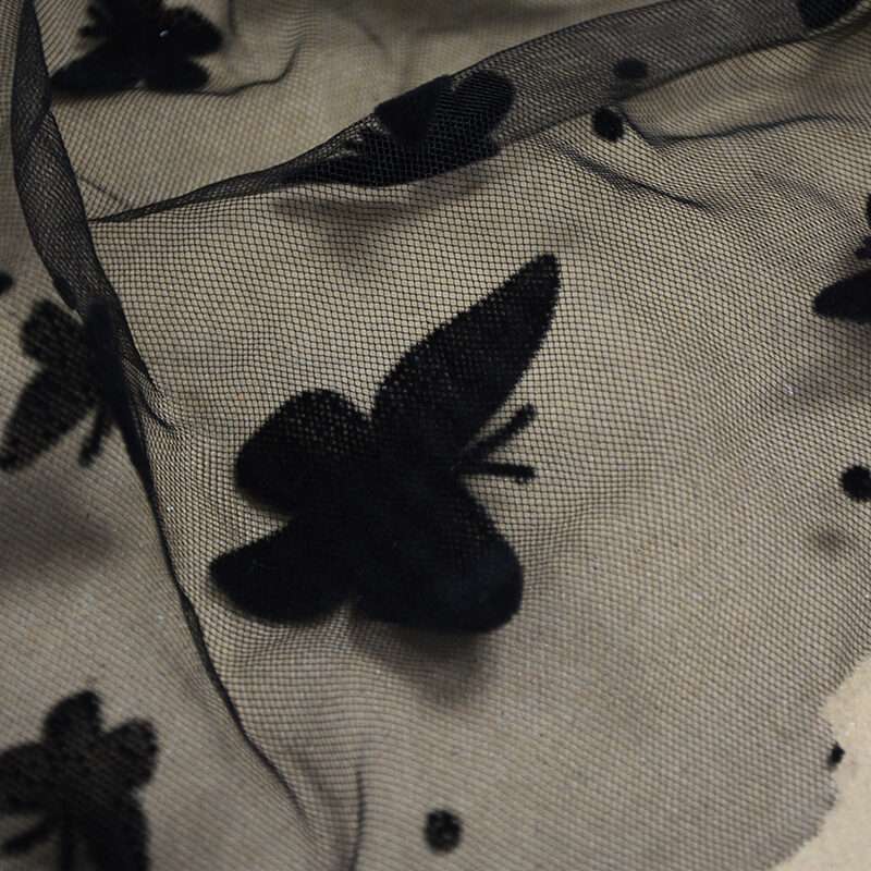 black guipure tulle textile lace fabric