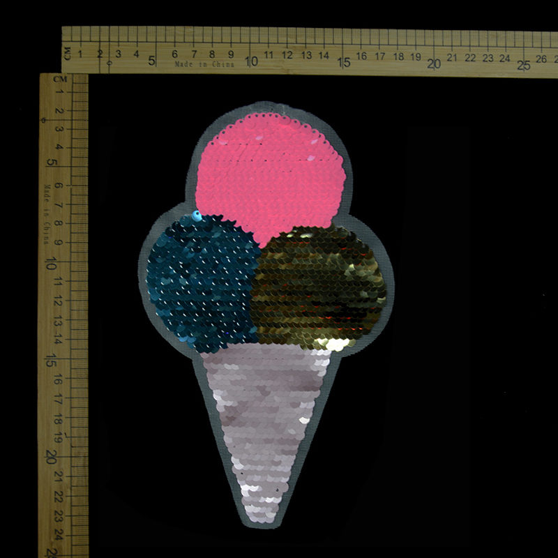 Fashion Accessories Reversible Sequin Ice-cream Patch For Garment