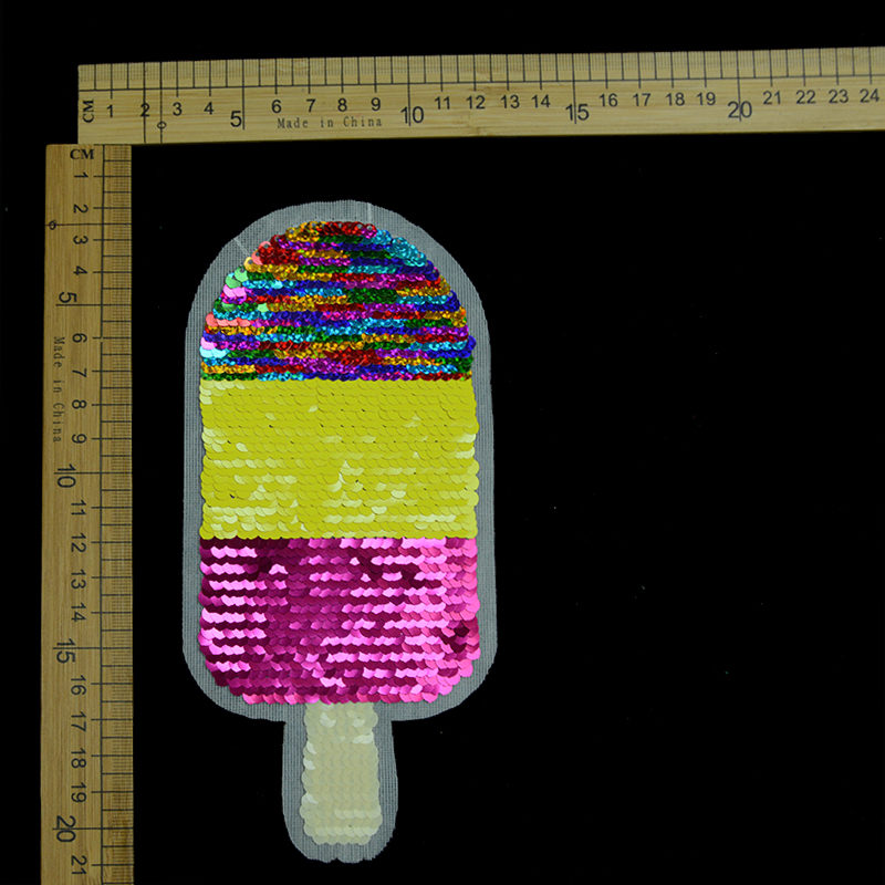 Fashion Accessories Reversible Sequin Ice-cream Patch For Garment