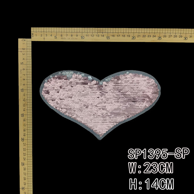 Pink Heart Sequin Patch Fashion Accessories For Garment