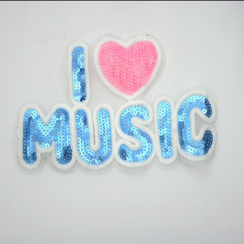 Music Letter Sequin Children Patch For T-shirt 2020 Latest Children PatchFor T-shirt