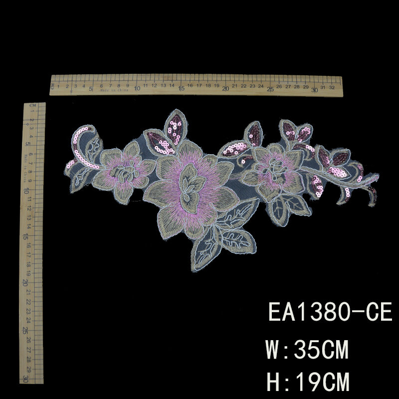 Lace Flowers Applique With Colorful Beaded 3D Cord For Garment