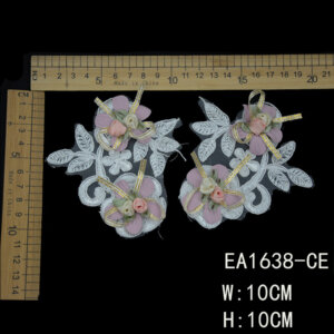 Lace Flowers Applique With Colorful Beaded 3D Cord For Garment